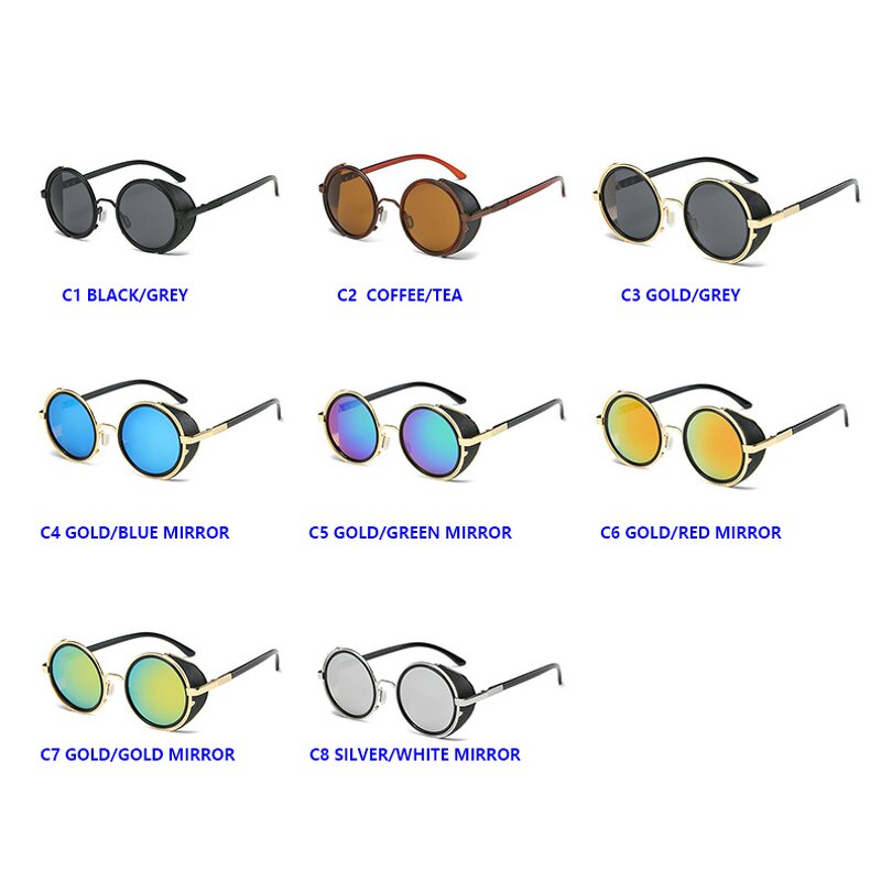 Sunglasses Manufacturer - OEM Custom Metal Mirror Punk Glasses Vintage Retro