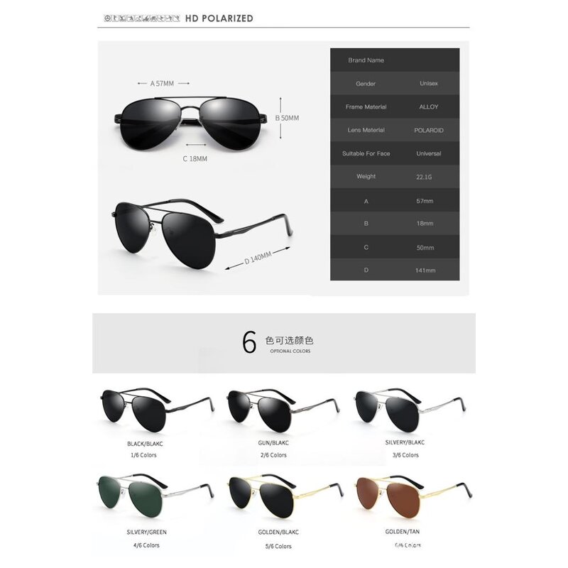 Sunglasses Manufacturer - OEM Custom Men Driving Sports Metal Polarized Pilot