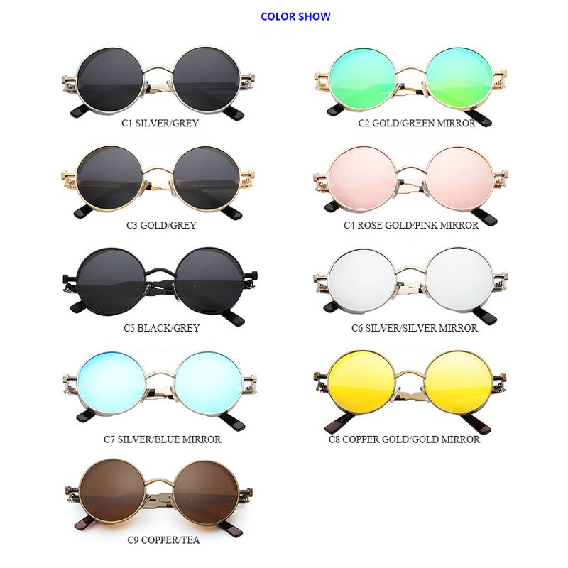 Sunglasses Manufacturer - OEM Custom Mirror Round Steam Punk Sports Polarized