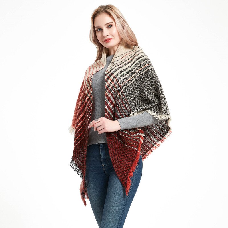 Winter Scarf Manufacturer - China Factory 2023 Thicken Warm Colorful Checkered