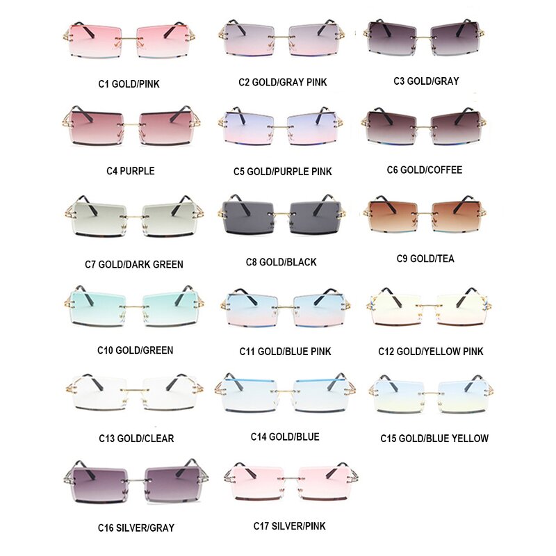 Rimless Sunglasses Manufacturer - OEM Custom 2021 Hot Square Diamond Small