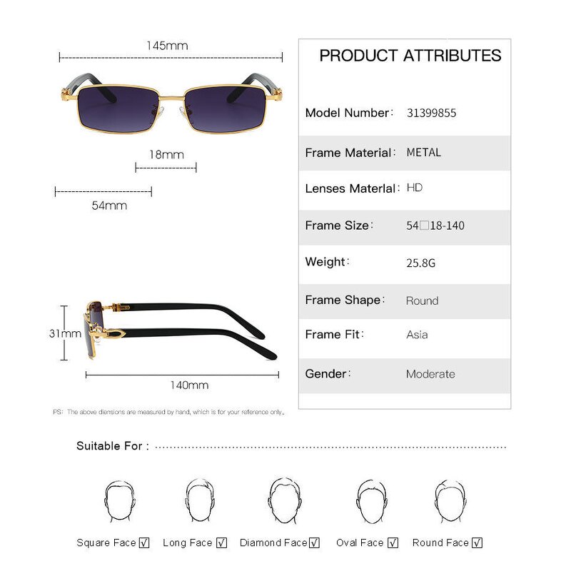 Sunglasses Manufacturer - OEM Custom 2025 Quality Rimless Rectangle Fashion