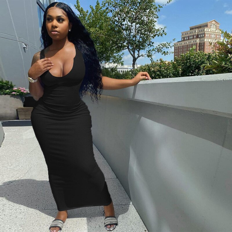 Maxi Dress Manufacturer - OEM Custom Knit Simple Round Neck Sleeveless