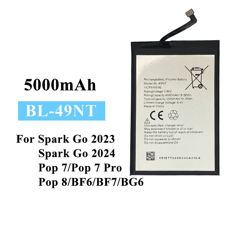 Tecno Battery Supplier - BL-49NT 5000mah for Spark Go 2023