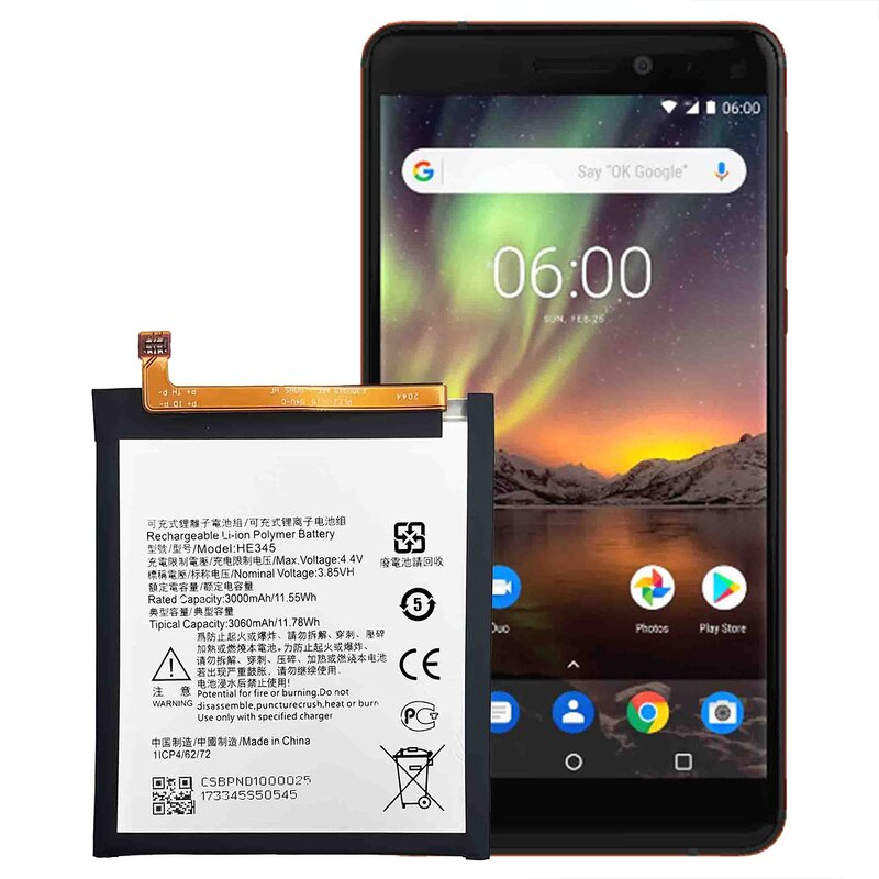 Nokia Battery Factory - HE345 3060mAh for Nokia 6.1 TA-1043