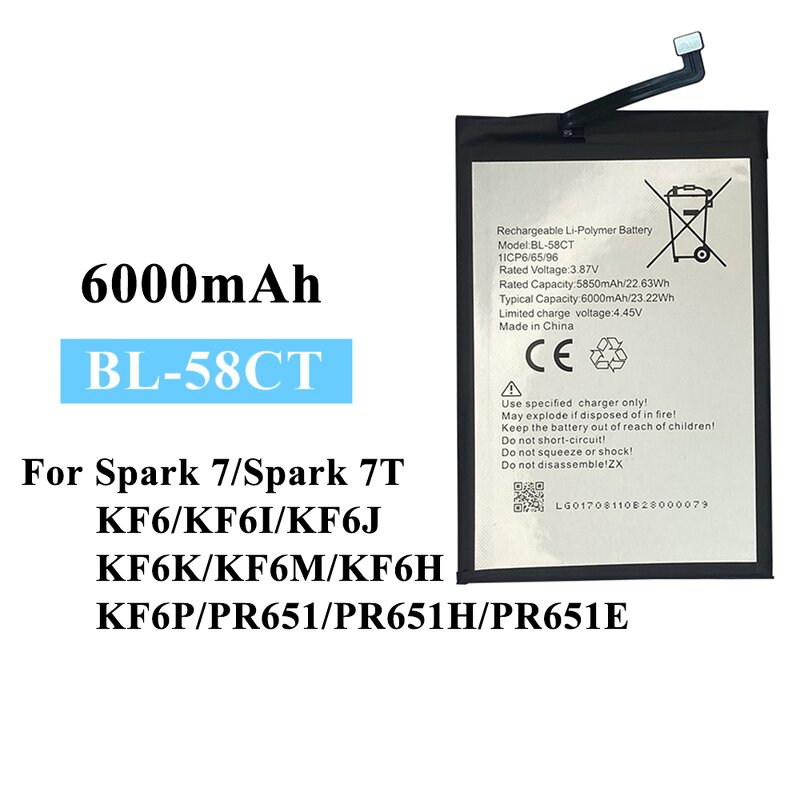 Tecno Battery Factory - BL-58CT 6000mah for Spark 7 7T