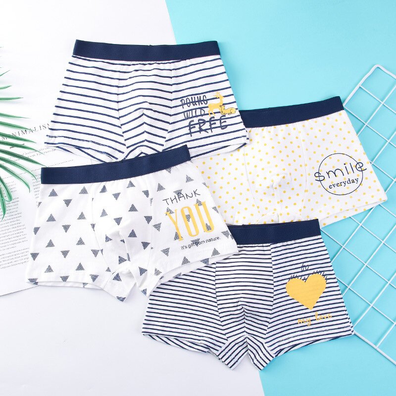 Boys' Underwear Set Manufacturer - OEM Custom Cotton 4 Pcs Children's Boxer