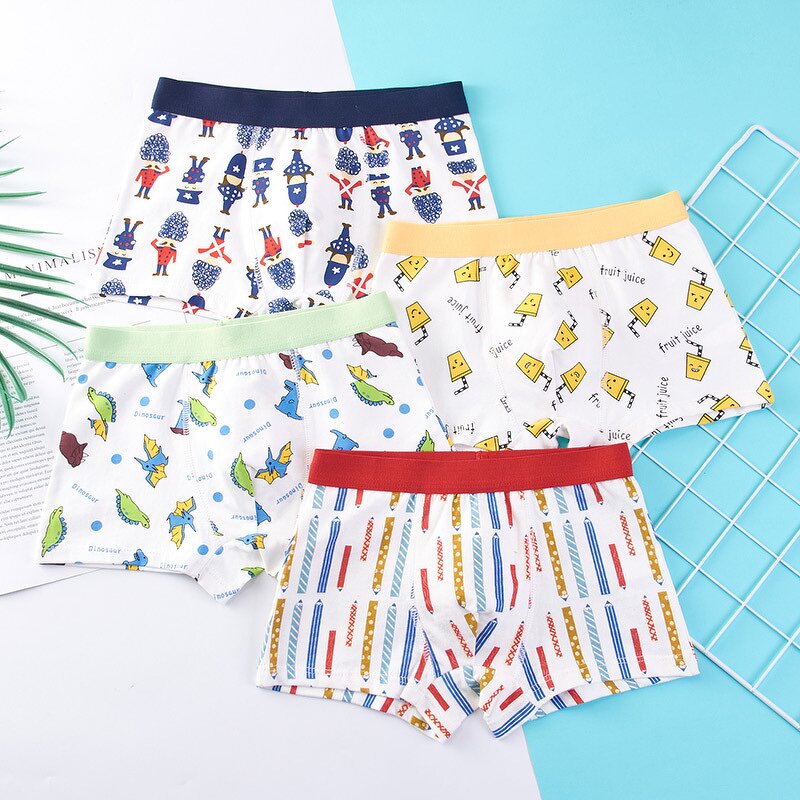 Boys' Underwear Set Manufacturer - OEM Custom Cotton 4 Pcs Children's Boxer