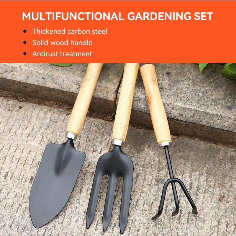 Garden Tool Set Supplier - Mini Three-Piece with Wooden Handle