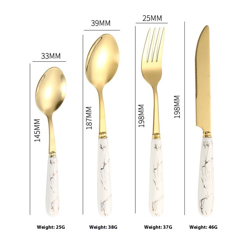 Flatware Set Supplier - Marble Pattern 24 PCS Stainless Steel