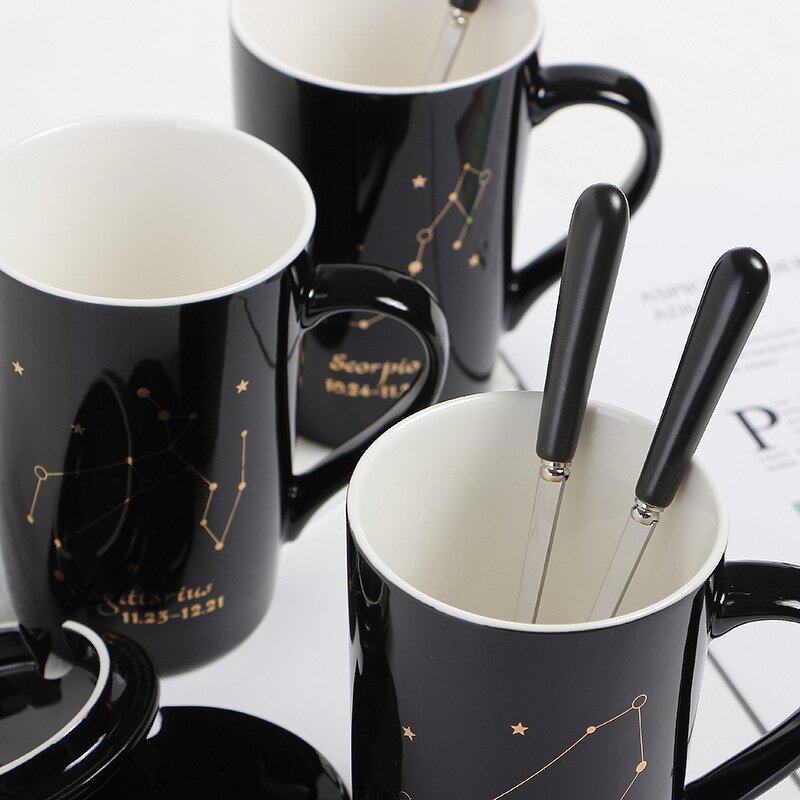 Ceramic Mug Factory - Creative Constellation Lid Spoon Couples