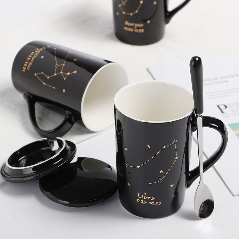 Ceramic Mug Factory - Creative Constellation Lid Spoon Couples
