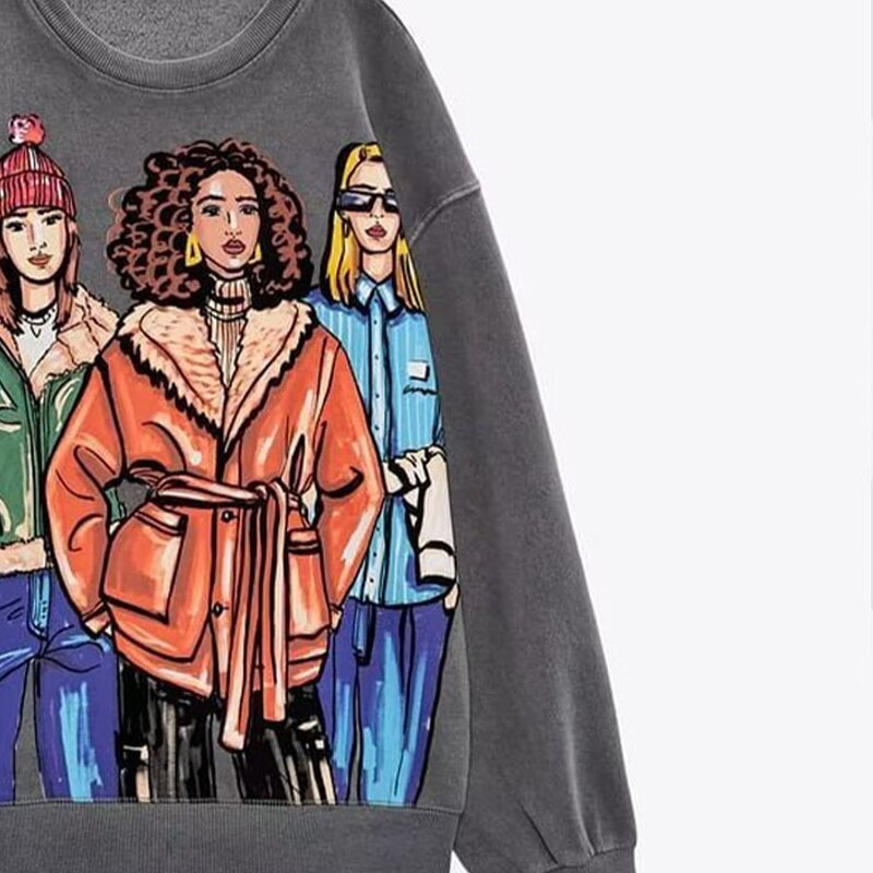 Sweatshirts Manufacturer - OEM Custom PB&ZA Women 2025 Autumn Girl Print