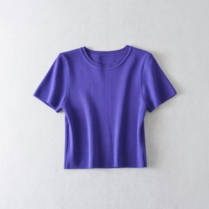 Knitted Top Manufacturer - OEM Custom PB&ZA Women 2024 Spring Short Ice Silk