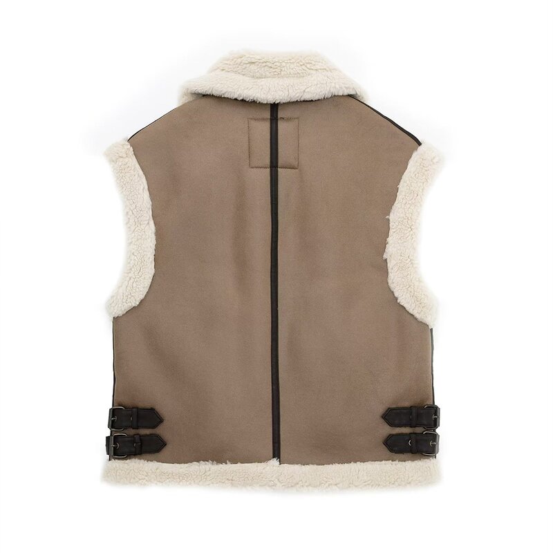 Fleece Waistcoat Manufacturer - OEM Custom PB&ZA Women 2024 Winter Lamb