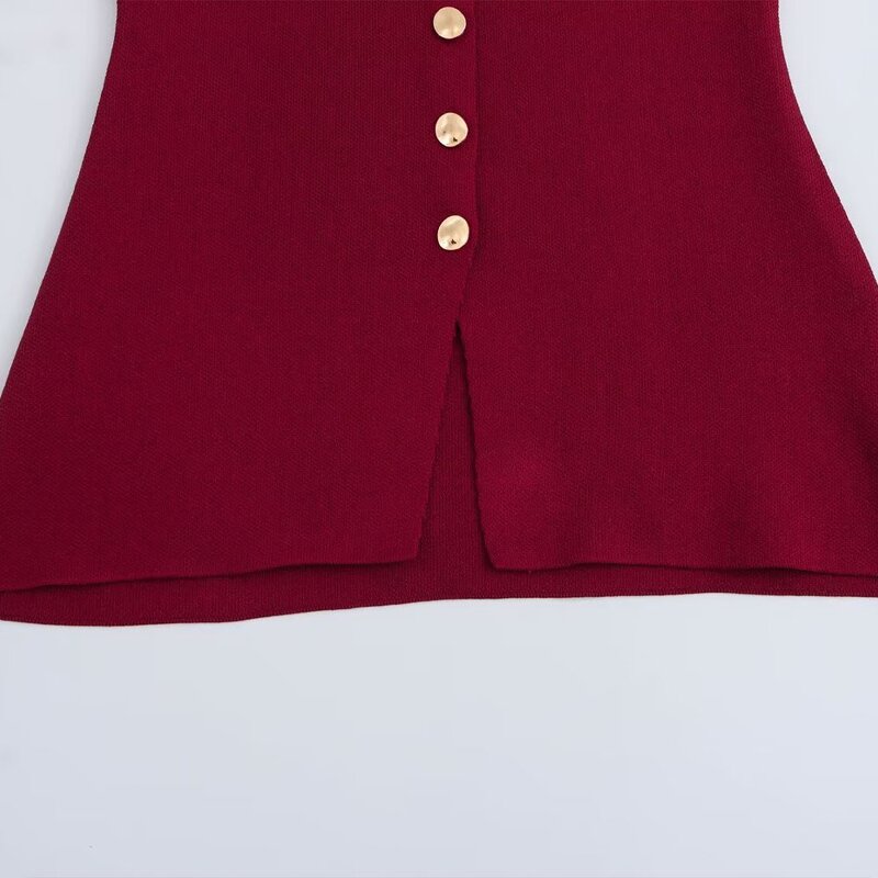 Tank Tops Manufacturer - OEM Custom PB&ZA Women 2025 Gold Buttons Decorated