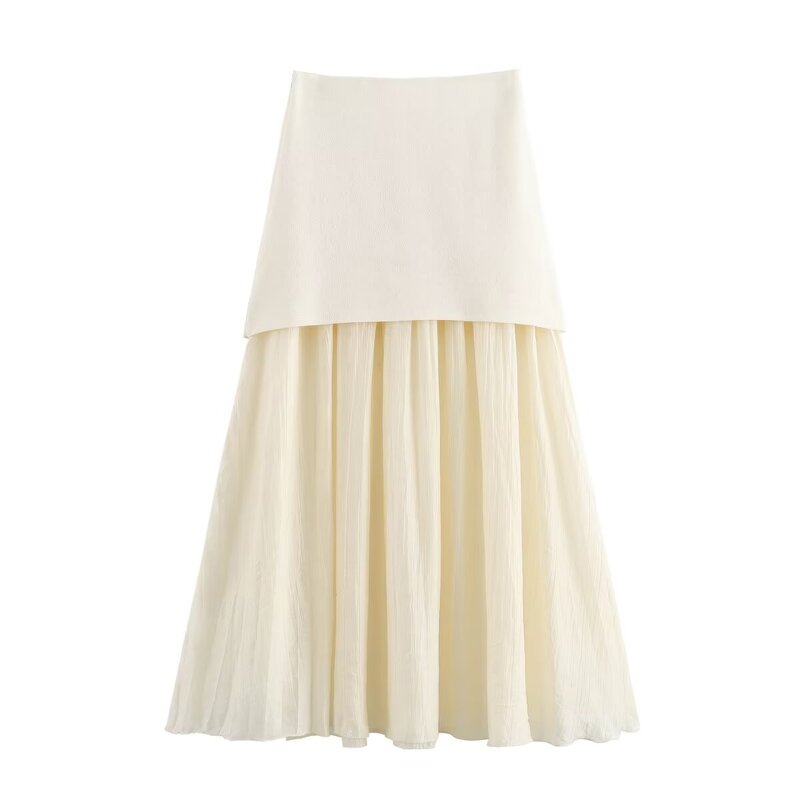Midi Skirt Manufacturer - OEM Custom PB&ZA Women 2024 Small Pleated Splice