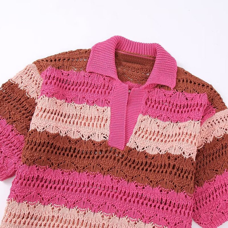 Knitted Sweater Manufacturer - OEM Custom PB&ZA Women 2023 Summer Stripe
