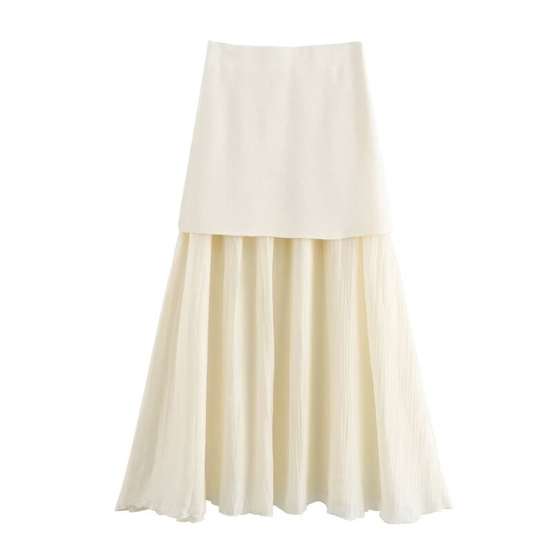 Midi Skirt Manufacturer - OEM Custom PB&ZA Women 2024 Small Pleated Splice