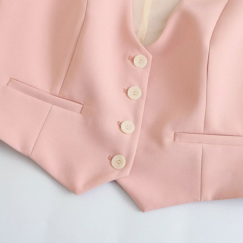 Short Waistcoat Manufacturer - OEM Custom PB&ZA Women 2023 Spring V-neck