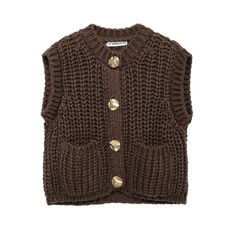 Knitting Vest Manufacturer - OEM Custom PB&ZA Women 2024 Autumn Coarse