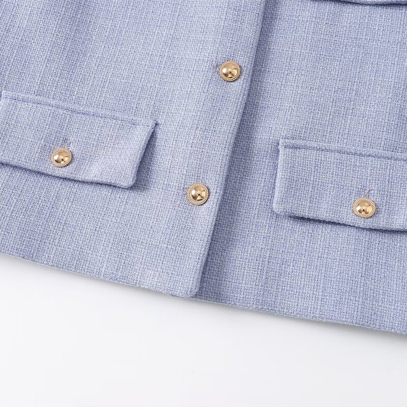 Blazer Coat Manufacturer - OEM Custom PB&ZA Women 2024 Clamshell Trim Short