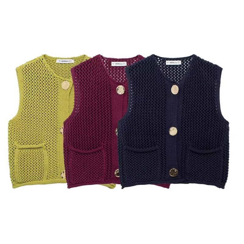 Knitting Vest Manufacturer - OEM Custom PB&ZA Women 2024 Autumn Coarse