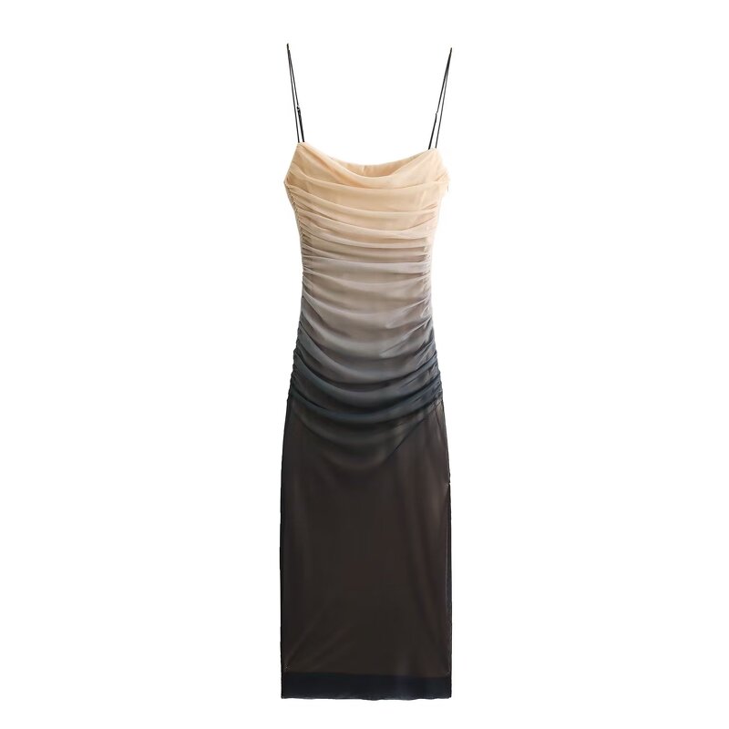 Dress Manufacturer - OEM Custom PB&ZA Women 2025 Autumn Silk Mesh MIDI