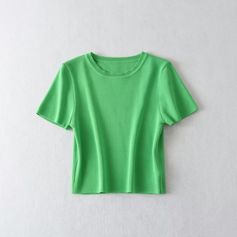Knitted Top Manufacturer - OEM Custom PB&ZA Women 2024 Spring Short Ice Silk