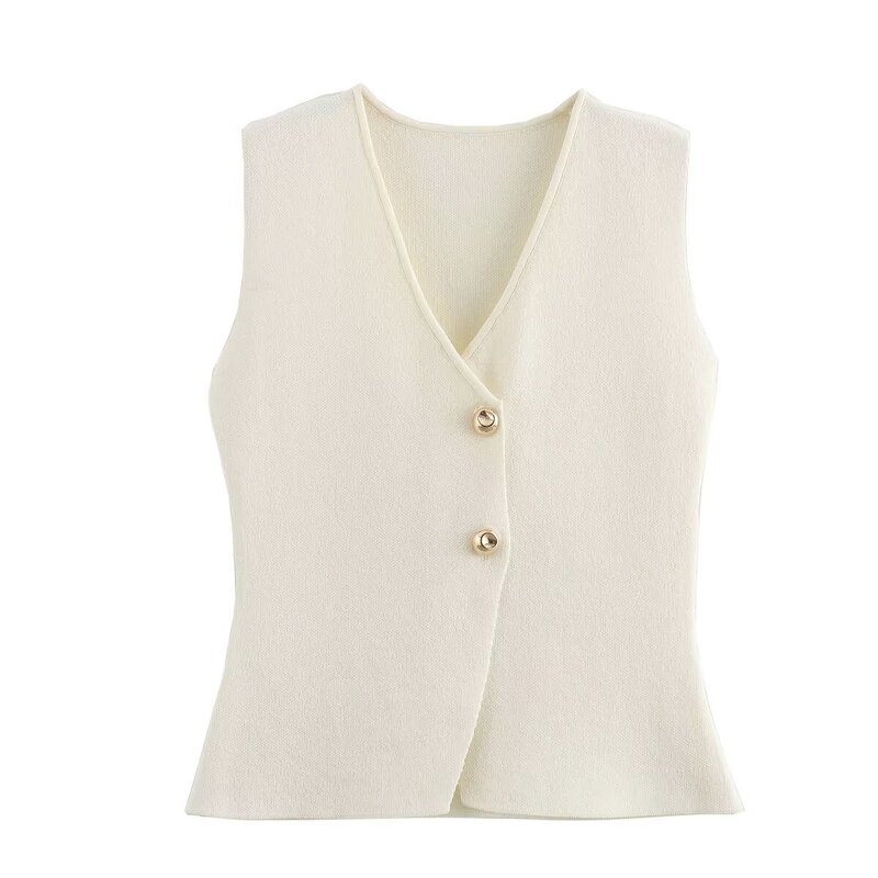 Knitted Vest Manufacturer - OEM Custom PB&ZA Women 2025 New Gold Button
