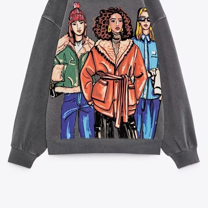 Sweatshirts Manufacturer - OEM Custom PB&ZA Women 2025 Autumn Girl Print