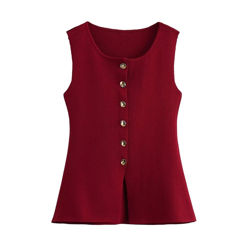 Tank Tops Manufacturer - OEM Custom PB&ZA Women 2025 Gold Buttons Decorated