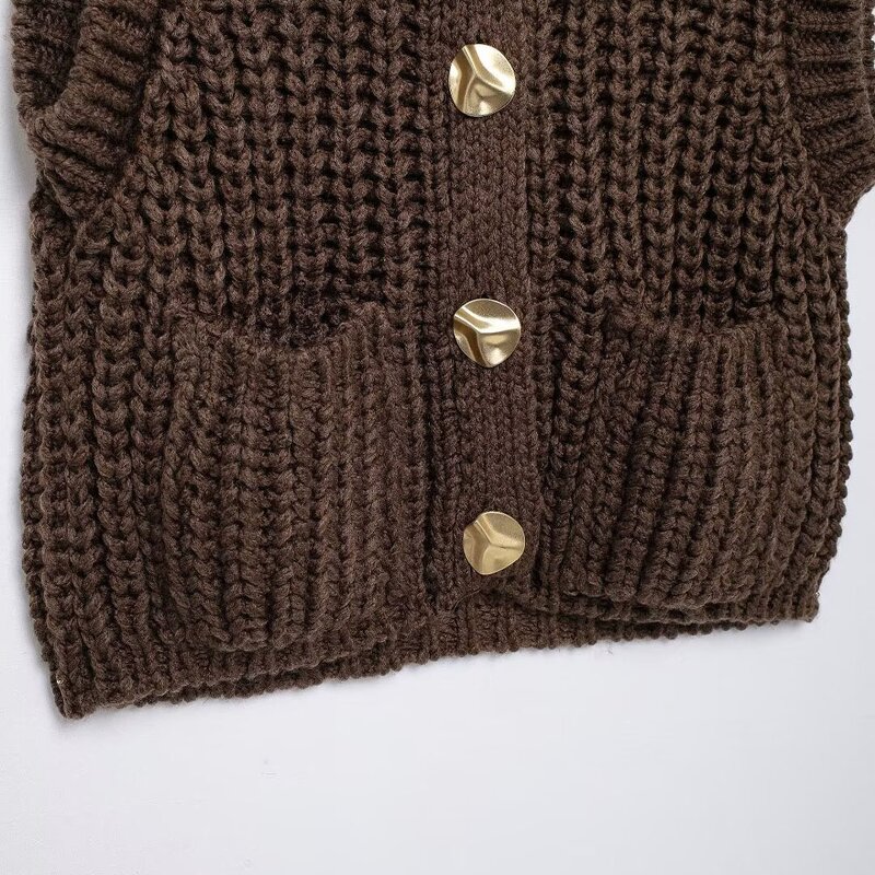 Knitting Vest Manufacturer - OEM Custom PB&ZA Women 2024 Autumn Coarse