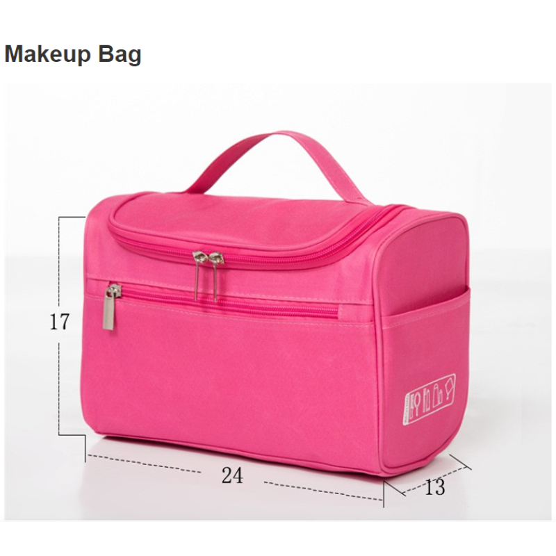 Popular Portable Dark Pink Girls Makeup Bag Easy to Travel with Big Content Makeup Tools