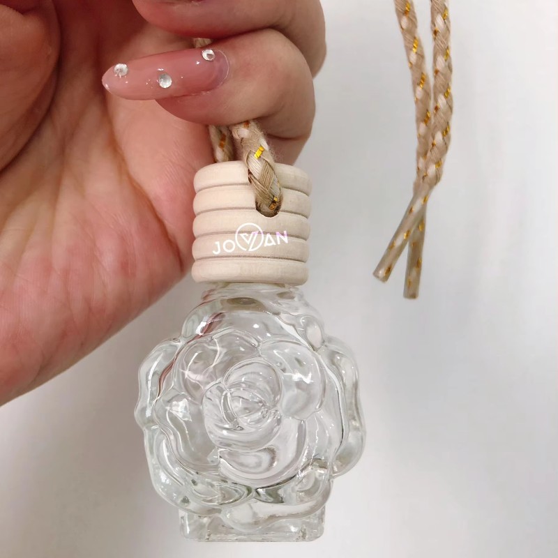 Car Fragrance Diffuser 10ml Square Shape Glass Air Freshener Bottle with Wooden Lid and Screw Refillable Perfumed Bottle