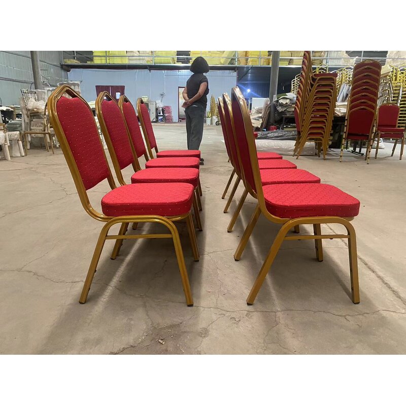 Banquet Wedding Chair Supplier - Modern Gold Frame Red Outdoor
