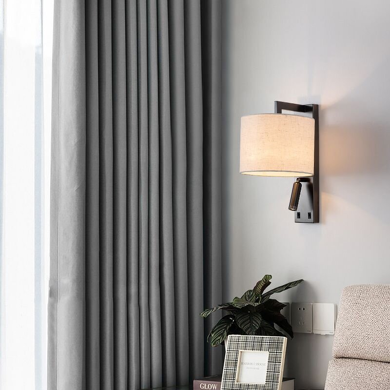 American Fabric Wall Lamp Supplier - Creative Black Iron European
