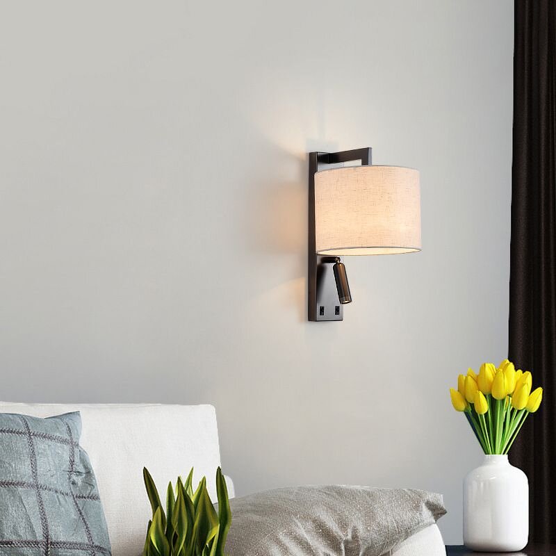 American Fabric Wall Lamp Supplier - Creative Black Iron European