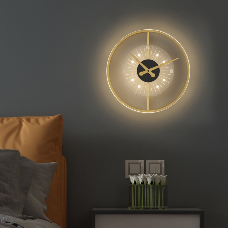 Gold LED Wall Lamp Factory - Modern Nordic Hotel Charging Clock