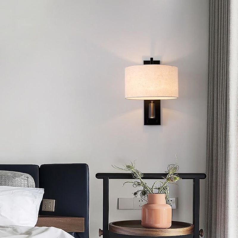 American Fabric Wall Lamp Supplier - Creative Black Iron European