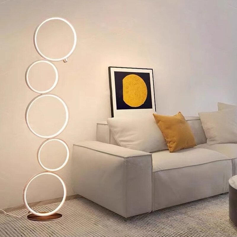 Five Ring Floor Lamp Supplier - Modern LED Three Speed Dimming