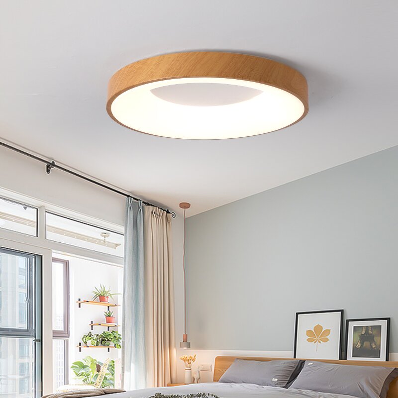 Wood Ceiling Light Supplier - Modern Minimalist 24W Remote