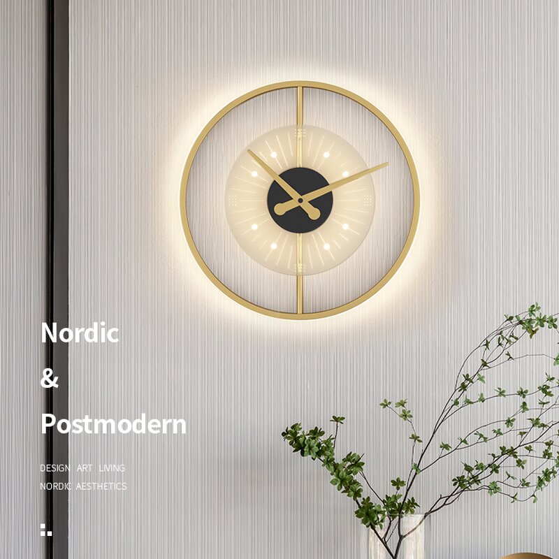 Gold LED Wall Lamp Factory - Modern Nordic Hotel Charging Clock