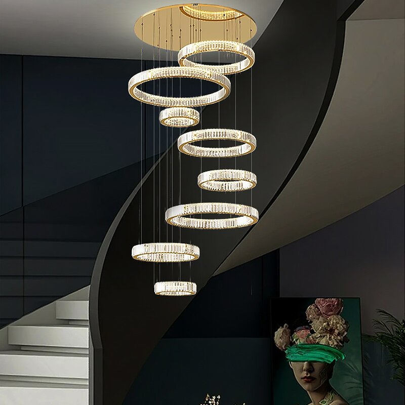 Gold Crystal Chandelier Supplier - Custom Large Circle Ring LED