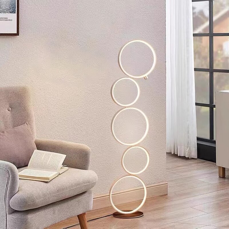 Five Ring Floor Lamp Supplier - Modern LED Three Speed Dimming