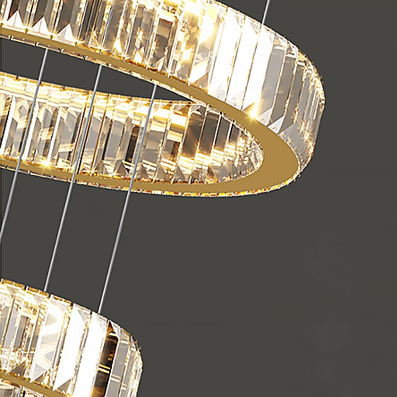 Gold Crystal Chandelier Supplier - Custom Large Circle Ring LED