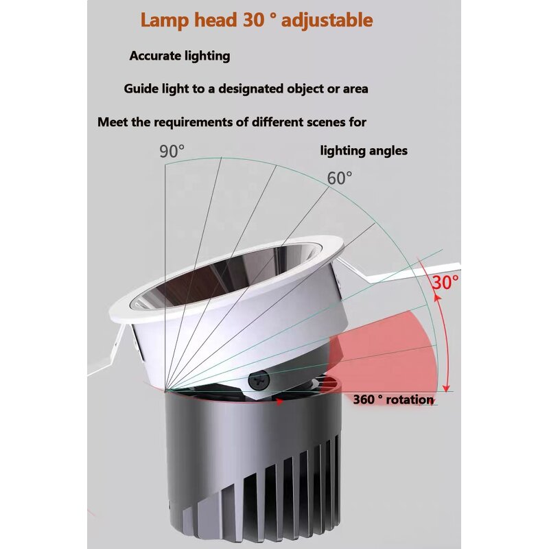 COB LED Downlight Factory - Adjustable 12W-60W DALI Dimmable