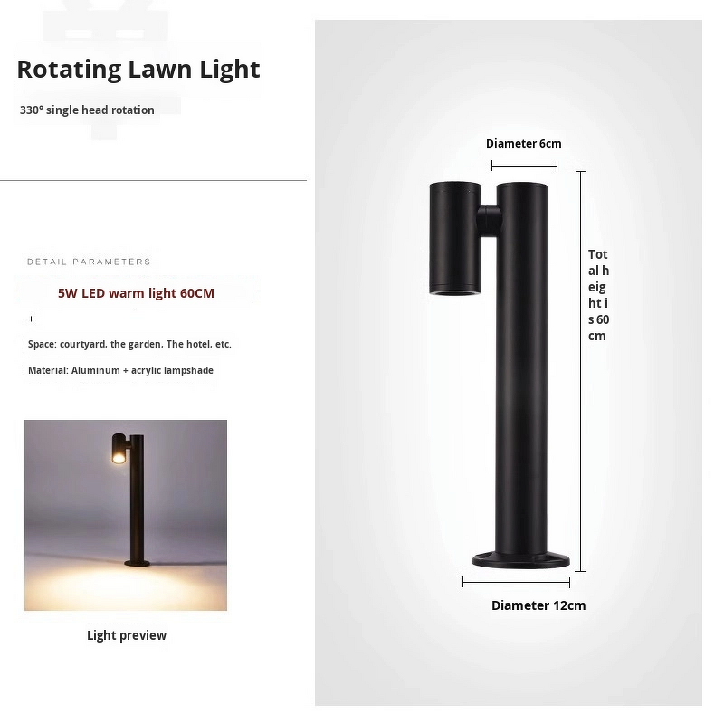 LED Lawn Lamp Factory - Modern IP65 Rotating Double-Head