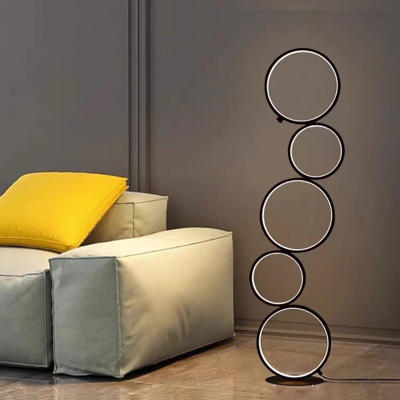 Five Ring Floor Lamp Supplier - Modern LED Three Speed Dimming