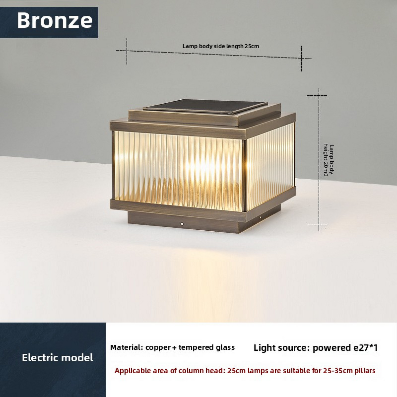 Solar Column Light Supplier - All Copper European Style Warm White